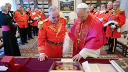 Pope Leo XIV received Grand Master of the Order of Malta, Fra' John Dunlap, on 23 June 2025, in the Vatican